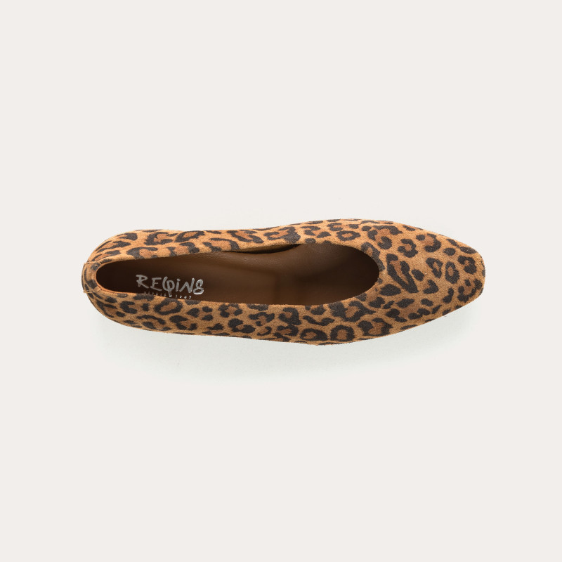 Ballerines à talons Favorite en cuir velours léopard – Élégance & confort | Reqins