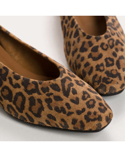 Favorite Heel Ballerinas Leopard Velvet Leather - Elegance & Comfort | Reqins