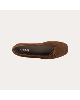 Flat ballerinas with velvet leather knot with tip reinforcement