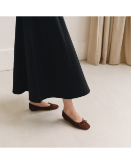 Flat ballerinas with velvet leather knot with tip reinforcement