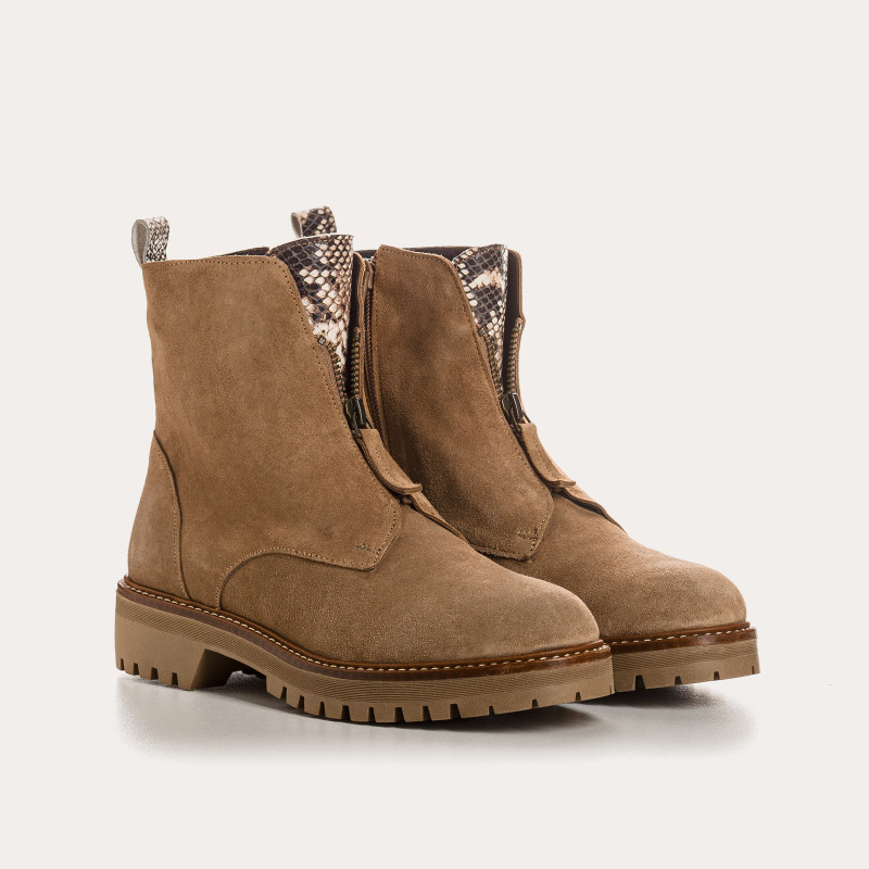 Boots Dickson en cuir velours & python – Élégance & confort | Reqins