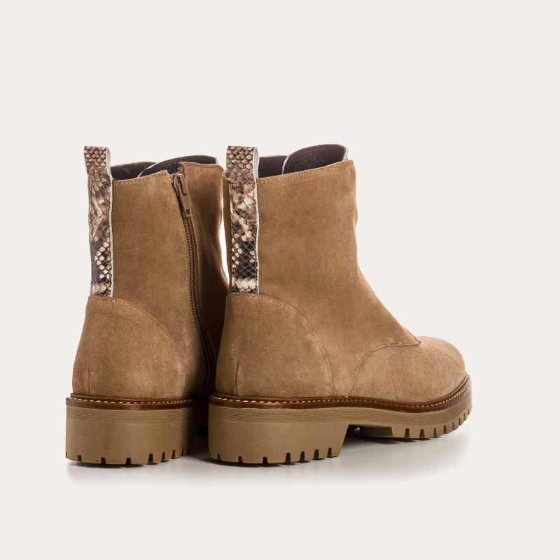 Boots Dickson en cuir velours & python – Élégance & confort | Reqins