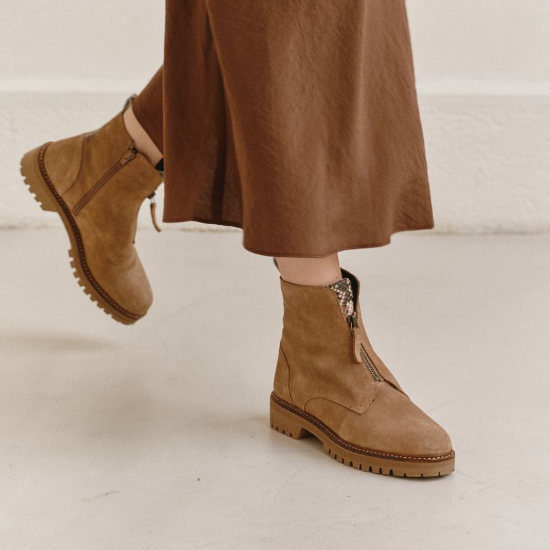 Boots Dickson en cuir velours & python – Élégance & confort | Reqins