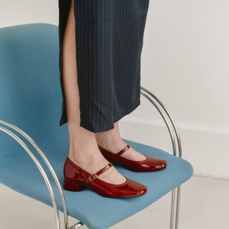 Kelly Heeled Babies - Woman Varnished Leather Pumps | Reqins