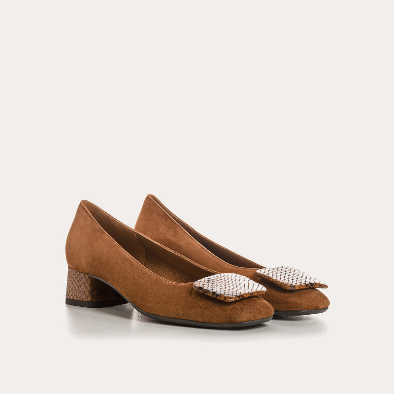 Ballerines Kefir en cuir velours imprimé python | Reqins