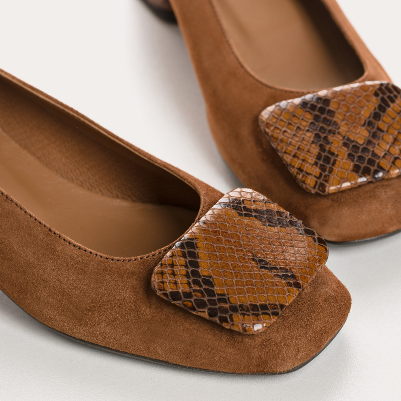 Ballerines Kefir en cuir velours imprimé python | Reqins