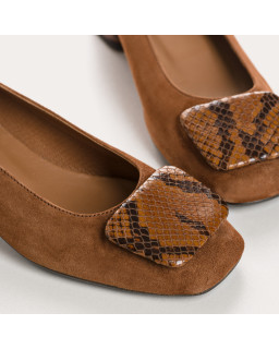 Ballerines Kefir en cuir velours imprimé python | Reqins