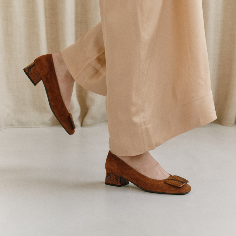 Ballerinas Woman with Facet Leather Printed - Kefir | Reqins