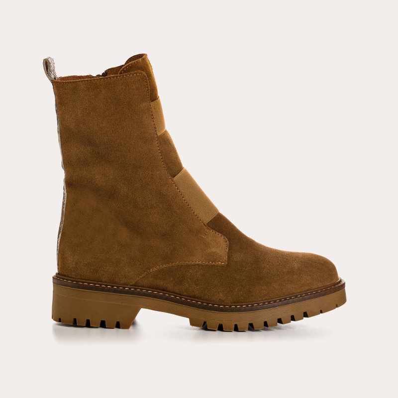 Boots Chelsea en cuir velours avec élastiques et zip intérieur