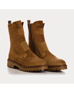 Boots chelsea velvet leather with elastic and interior zip