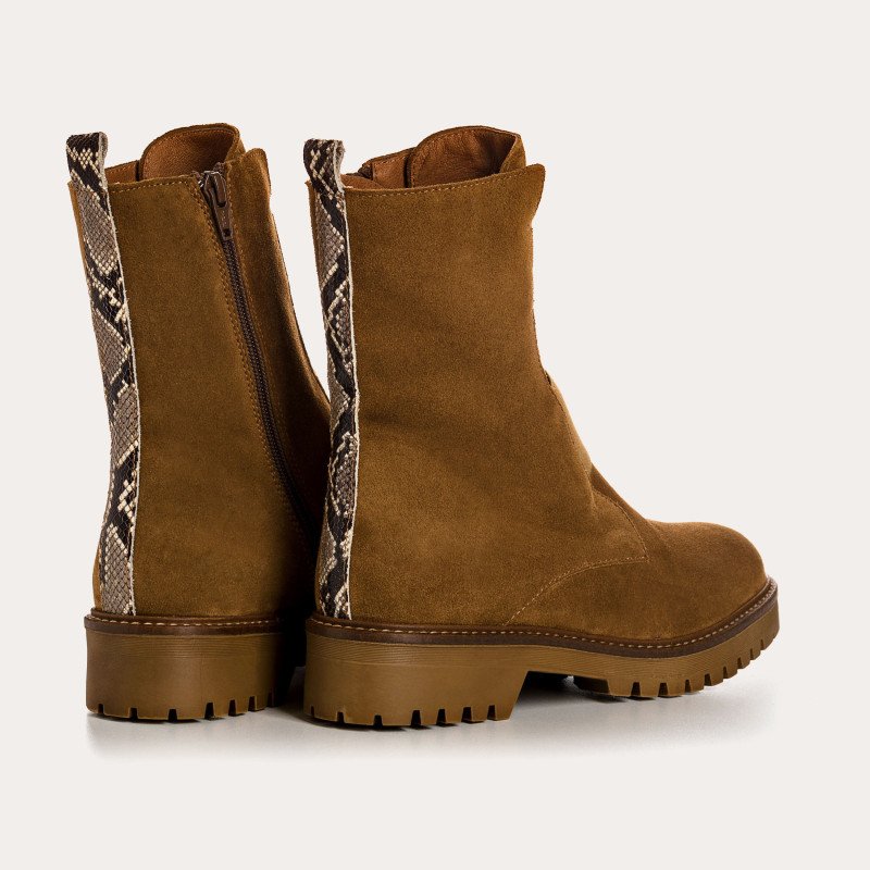 Boots Chelsea en cuir velours avec élastiques et zip intérieur