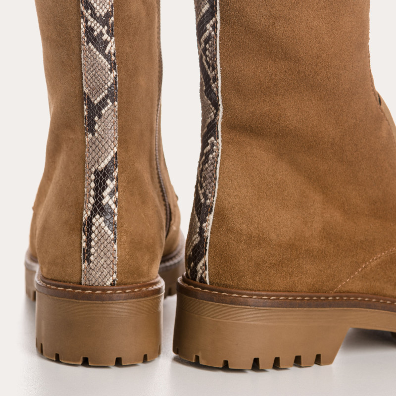 Boots Chelsea en cuir velours avec élastiques et zip intérieur