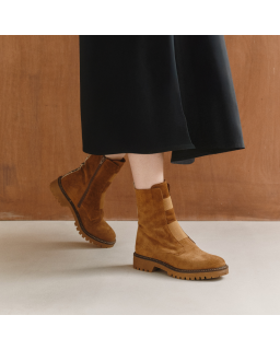 Boots chelsea velvet leather with elastic and interior zip