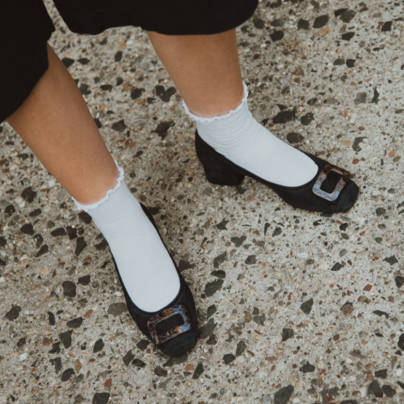 Ballerines Kornelia à talons en cuir velours - Reqins