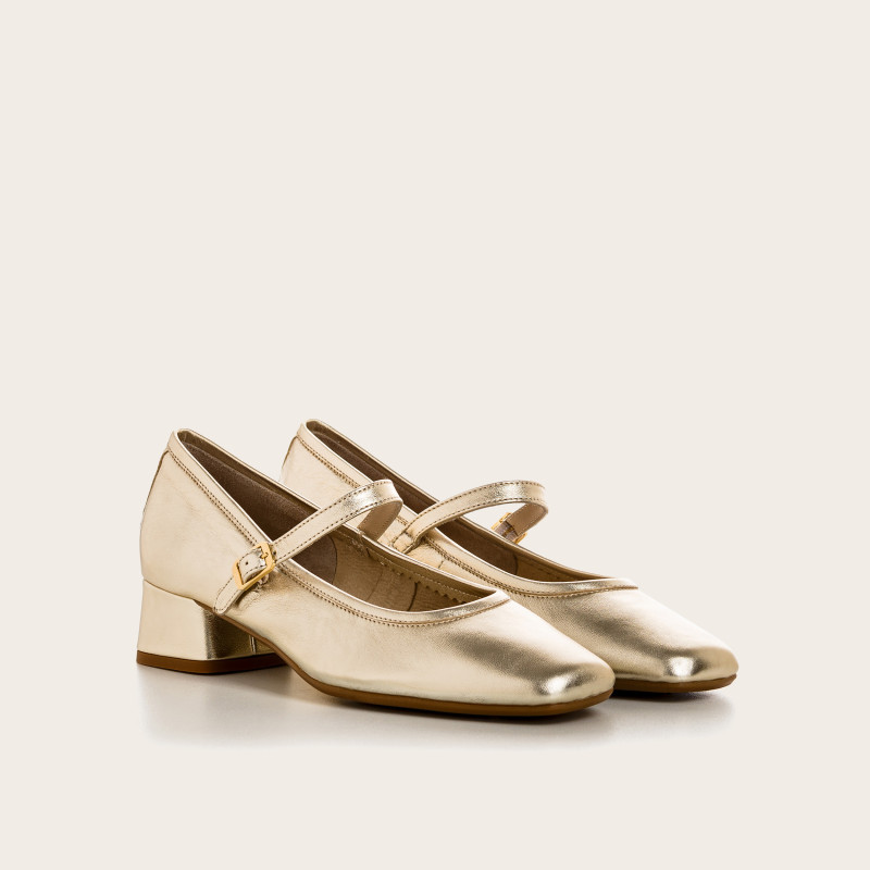 Babies à talons Kelly métallisées – Élégance & confort | Reqins