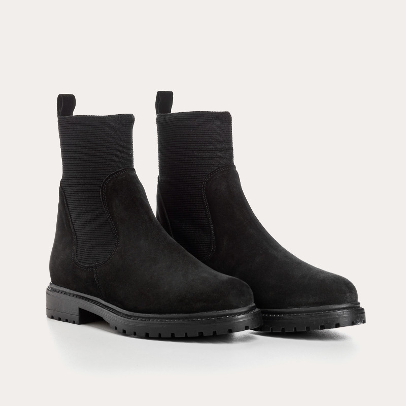 Boots chelsea velvet leather with elastic