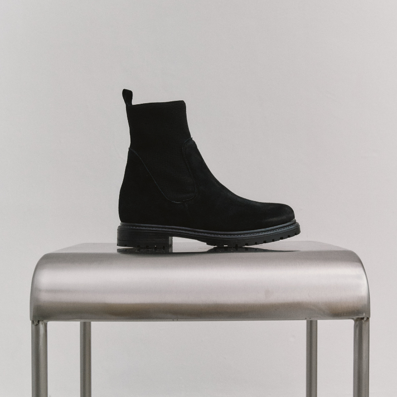 Boots chelsea velvet leather with elastic