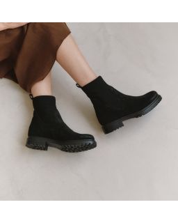 Boots Chelsea en cuir velours avec élastiques