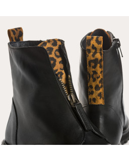 Black Leopard Leopard Details Boots | Reqins