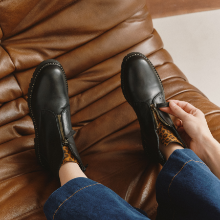 Black Leopard Leopard Details Boots | Reqins