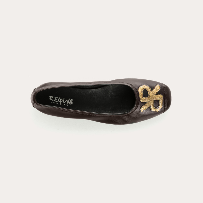 Golden Leather Hopa Ballerinas | Reqins