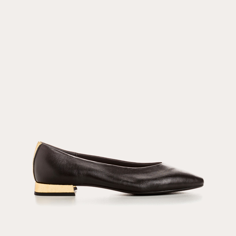Ballerines Thea cuir noir craquelé | Reqins