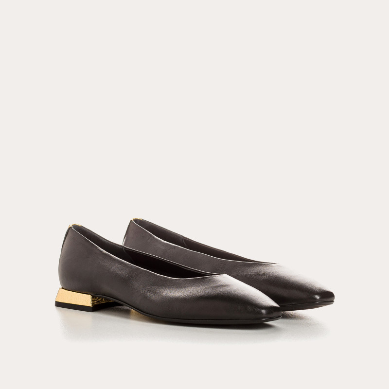 Ballerines Thea cuir noir craquelé | Reqins