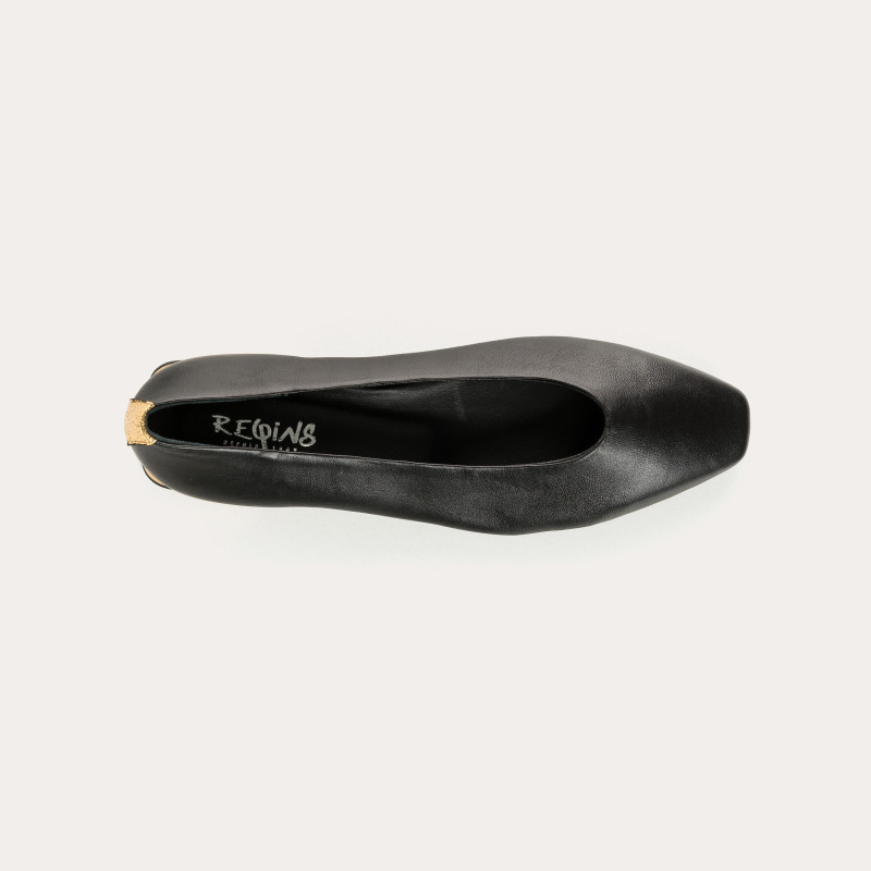 Ballerines Thea cuir noir craquelé | Reqins