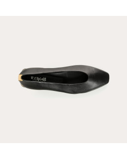 Ballerinas Thea black leather cracked | Reqins
