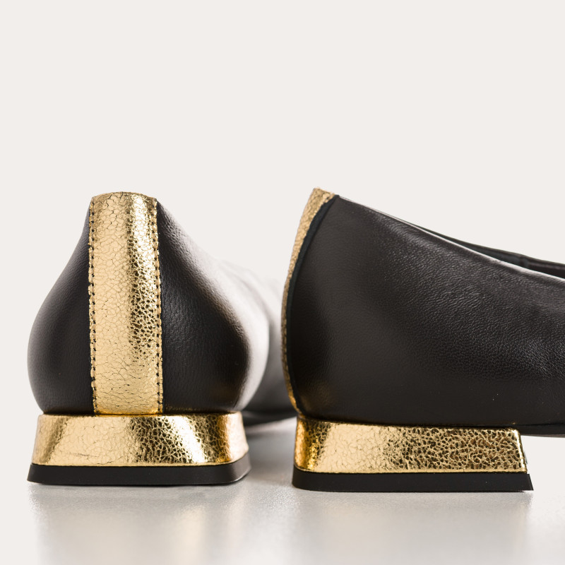 Ballerines Thea cuir noir craquelé | Reqins