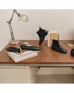 Ballerines Thea cuir noir craquelé | Reqins