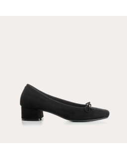 Velvet leather heeled ballerinas with knot