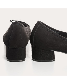 Velvet leather heeled ballerinas with knot