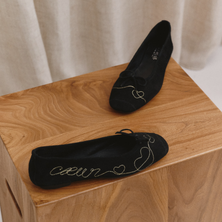 Ballerinas Heather with black velvet goat | Reqins