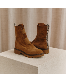 Boots Chelsea flat velvet leather with elastic