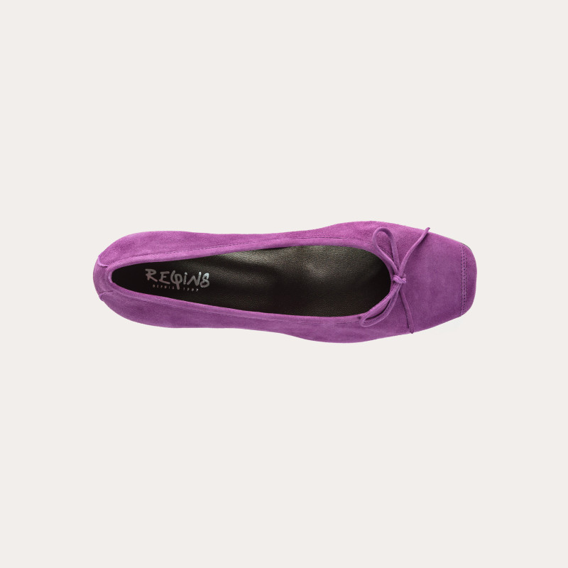 Velvet leather heeled ballerinas with knot