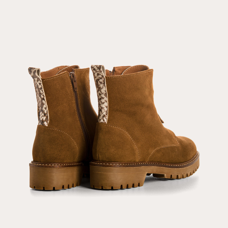 Boots Dickson en cuir velours & python – Élégance & confort | Reqins