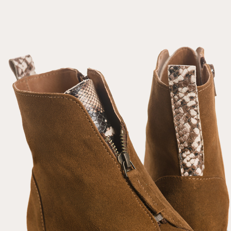 Boots Dickson en cuir velours & python – Élégance & confort | Reqins