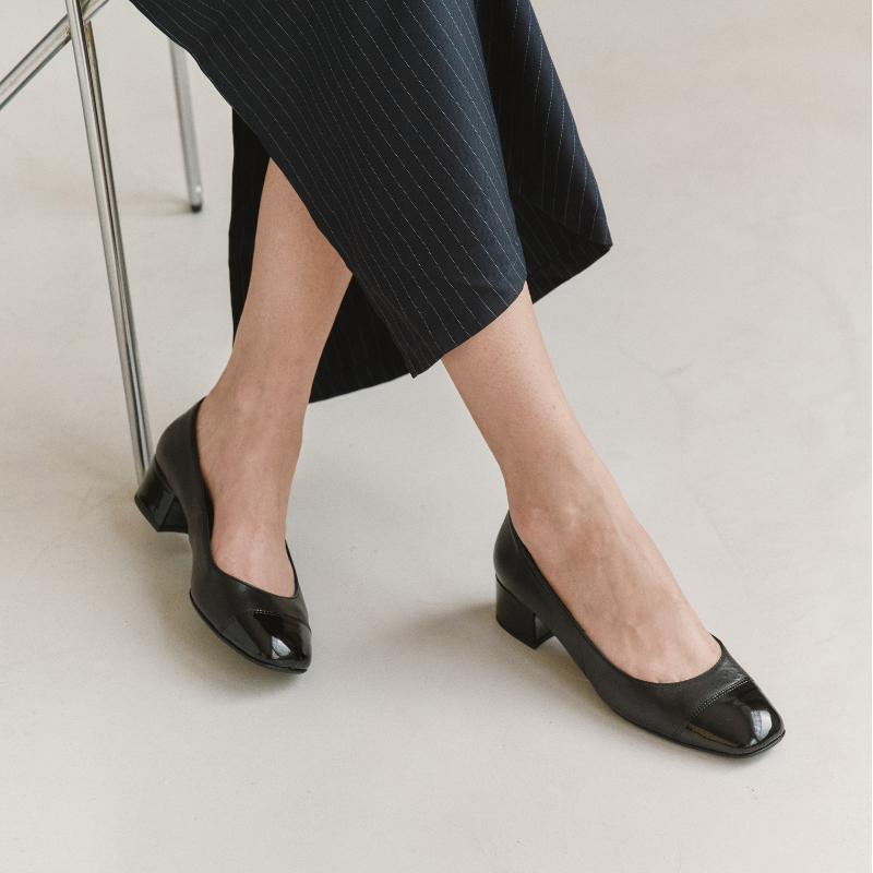 Ballerinas in heels Riviera leather varnish - Elegance & Comfort | Reqins