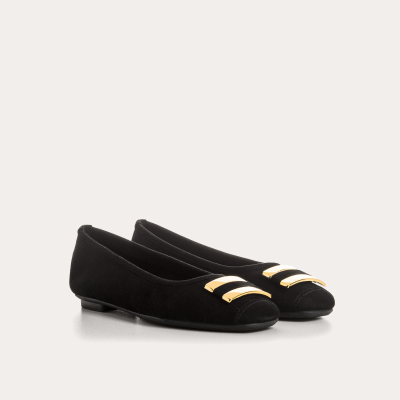 Velvet leather hippolyte ballerinas | Elegance & Comfort - Reqins