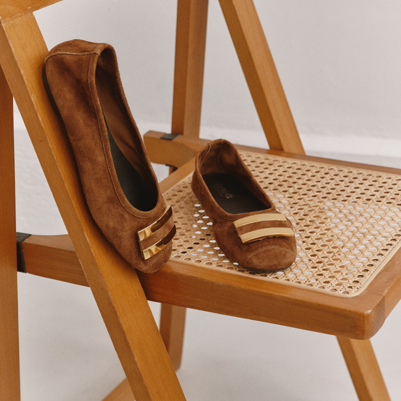 Ballerines Hippolyte en cuir velours | Élégance & confort – Reqins