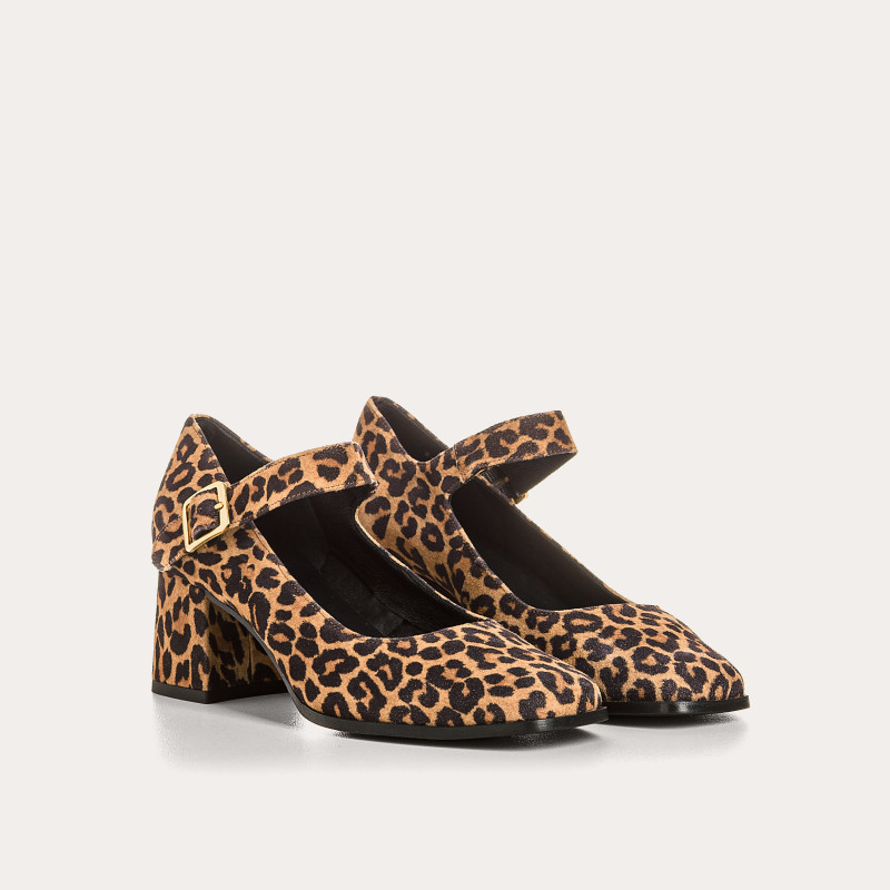 Escarpins femme en cuir velours imprimé – Modèle Ginger | Reqins