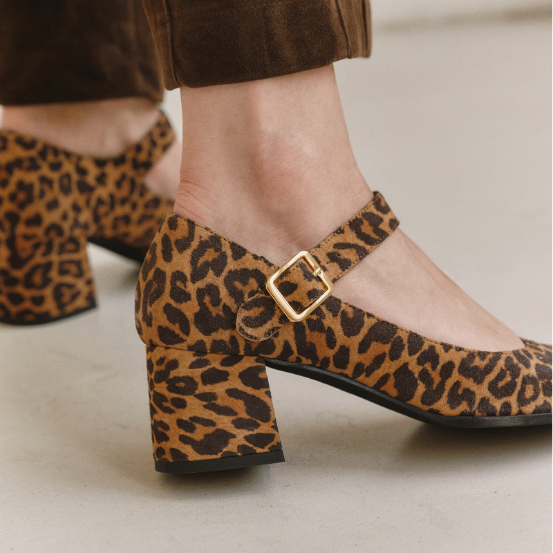 Escarpins femme en cuir velours imprimé – Modèle Ginger | Reqins