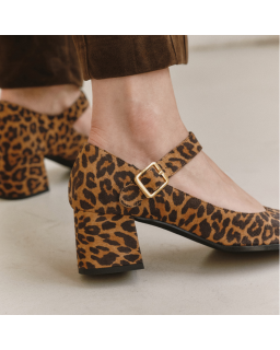 Escarpins femme en cuir velours imprimé – Modèle Ginger | Reqins