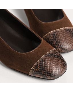 Ballerines à talons Riviera en cuir velours python – Élégance chic | Reqins