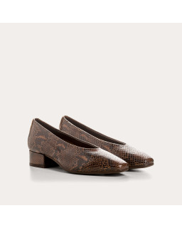 Favorite Heel Ballerinas Python Leather Brown | Reqins