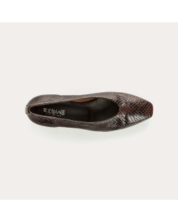 Favorite Heel Ballerinas Python Leather Brown | Reqins