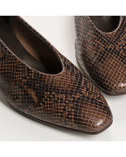Favorite Heel Ballerinas Python Leather Brown | Reqins