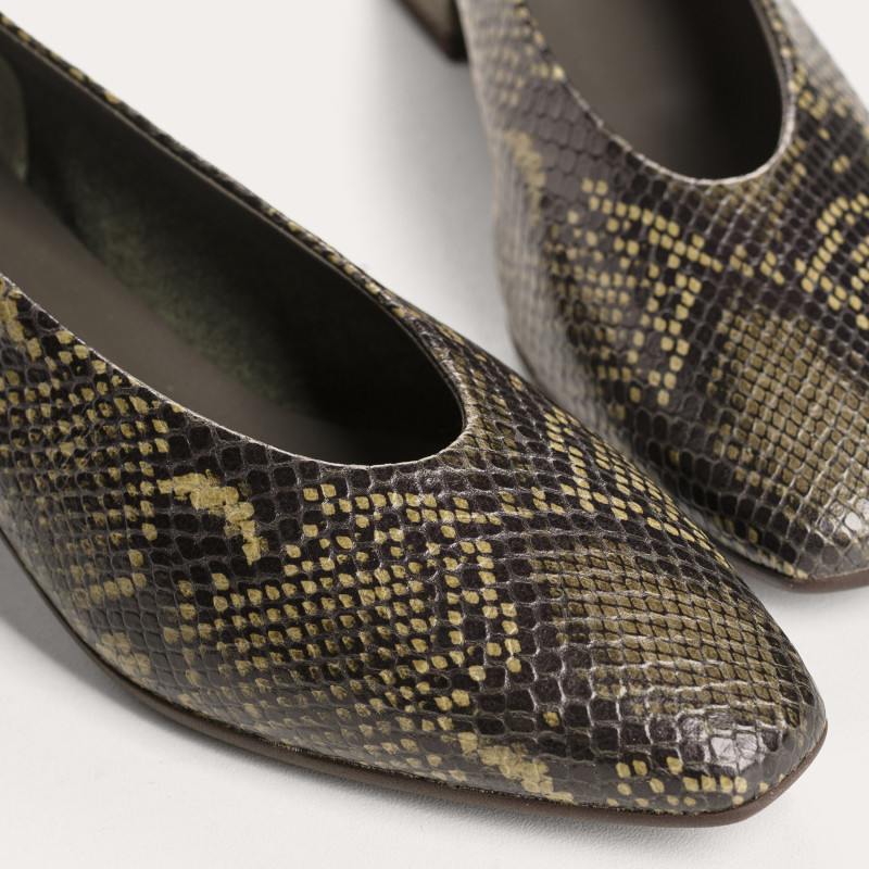 Favorite Heel Ballerinas Python Leather Brown | Reqins