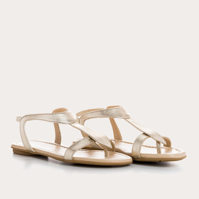 Sandales Plates Femme Éclat Cuir Metallisé - BERNIE | Reqins